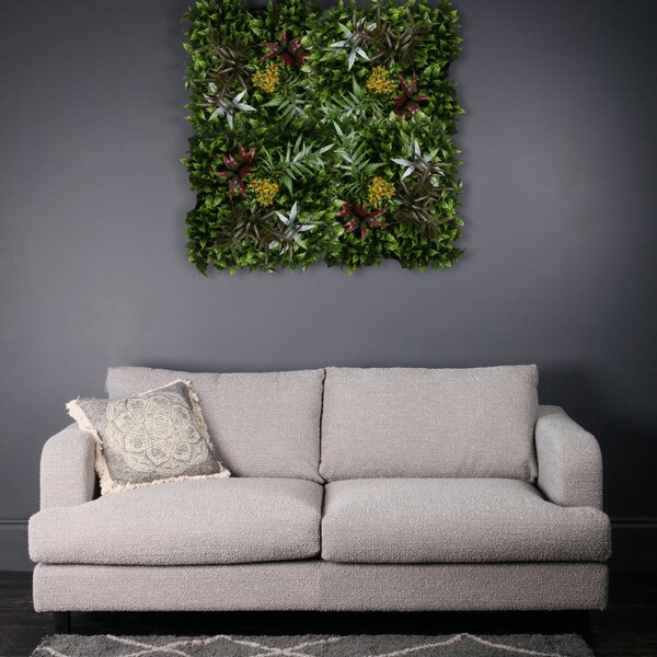 Set of 4 Floral Living Wall Panel 100cm x 100cm Green