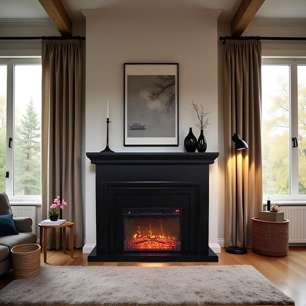 Free Standing Electric Fires ElectricSun SONIA Black Matte, with Sound Effect, 3 Colour, with APP, W120xH102cm