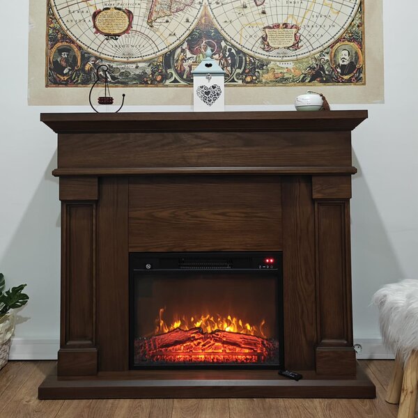 Free Standing Electric Fires ElectricSun Marisa Dark oak, with Sound Effect, 3 Colour, with APP, W120xH102cm