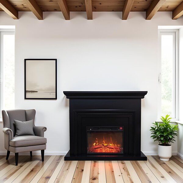 Free Standing Electric Fires ElectricSun SONIA Black Matte, with Sound Effect, 3 Colour, with APP, W120xH102cm
