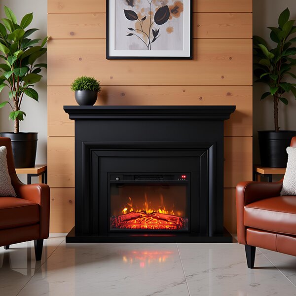Free Standing Electric Fires ElectricSun SONIA Black Matte, with Sound Effect, 3 Colour, with APP, W120xH102cm