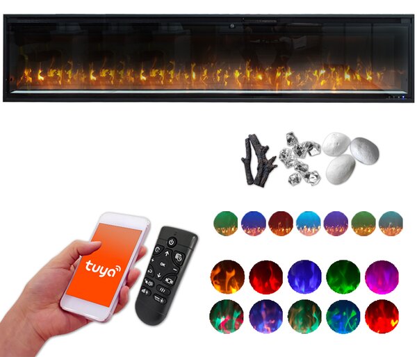 Wall Mounted Electric Fires, Free Standing, Incorporated ElectricSun VERSALYS XXL, with Sound Effect, 10 Colour, with APP, L200xH41x15cm