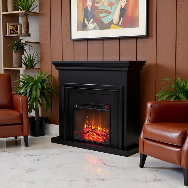 Free Standing Electric Fires ElectricSun SONIA Black Matte, with Sound Effect, 3 Colour, with APP, W120xH102cm