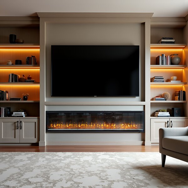 Wall Mounted Electric Fires, Free Standing, Incorporated ElectricSun VERSALYS XXL, with Sound Effect, 10 Colour, with APP, L200xH41x15cm