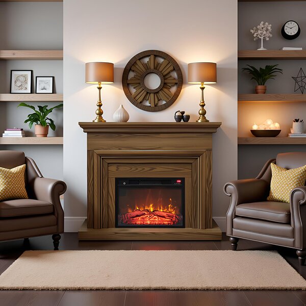 Free Standing Electric Fires ElectricSun SONIA Light oak, with Sound Effect, 3 Colour, with APP, W120xH102cm