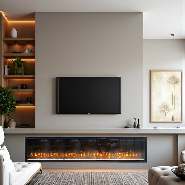 Wall Mounted Electric Fires, Free Standing, Incorporated ElectricSun VERSALYS XXL, with Sound Effect, 10 Colour, with APP, L200xH41x15cm