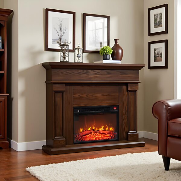 Free Standing Electric Fires ElectricSun Marisa Dark oak, with Sound Effect, 3 Colour, with APP, W120xH102cm