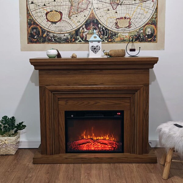 Free Standing Electric Fires ElectricSun SONIA Light oak, with Sound Effect, 3 Colour, with APP, W120xH102cm