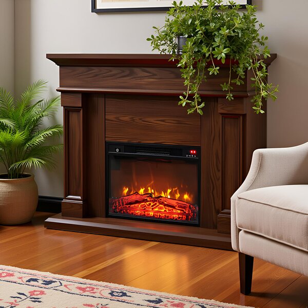 Free Standing Electric Fires ElectricSun Marisa Dark oak, with Sound Effect, 3 Colour, with APP, W120xH102cm