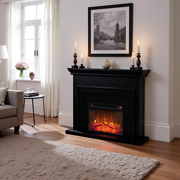 Free Standing Electric Fires ElectricSun SONIA Black Matte, with Sound Effect, 3 Colour, with APP, W120xH102cm