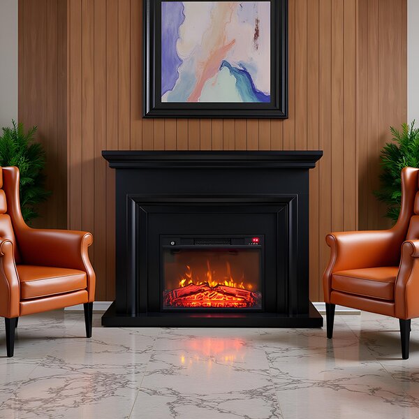 Free Standing Electric Fires ElectricSun SONIA Black Matte, with Sound Effect, 3 Colour, with APP, W120xH102cm