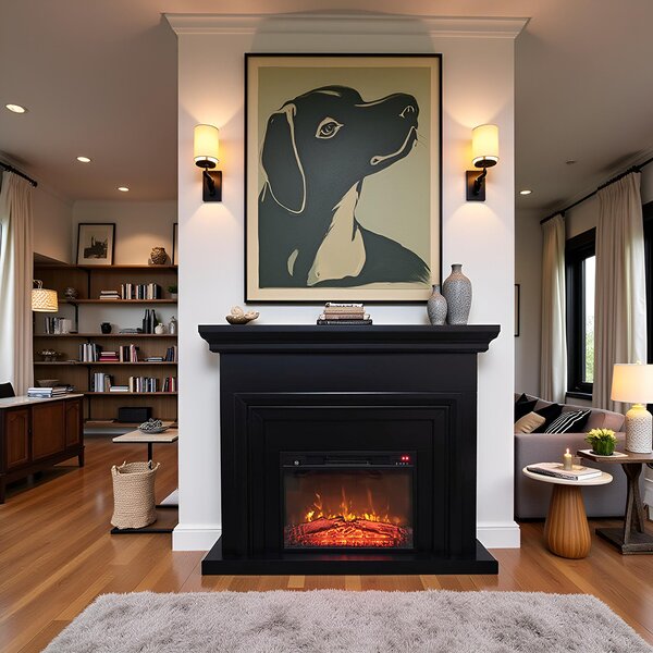 Free Standing Electric Fires ElectricSun SONIA Black Matte, with Sound Effect, 3 Colour, with APP, W120xH102cm