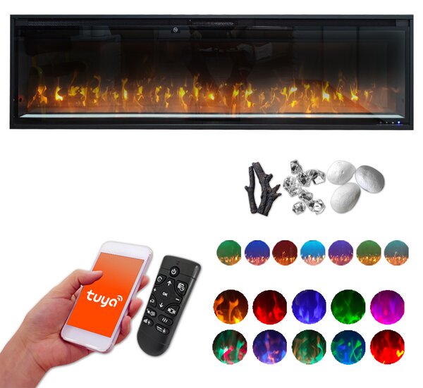Wall Mounted Electric Fires, Free Standing, Incorporated ElectricSun VERSALYS Medium, with Sound Effect, 10 Colour, with APP, L153xH41x15cm