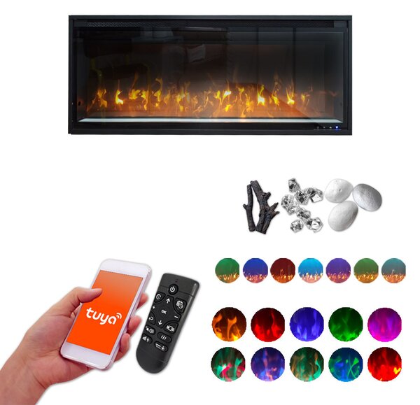 Wall Mounted Electric Fires, Free Standing, Incorporated ElectricSun VERSALYS XS, with Sound Effect, 10 Colour, with APP, L100xH41x15cm