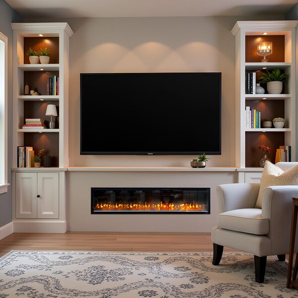 Wall Mounted Electric Fires, Free Standing, Incorporated ElectricSun VERSALYS Medium, with Sound Effect, 10 Colour, with APP, L153xH41x15cm