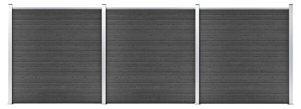 Fence Panel Set WPC 526x186 cm Black