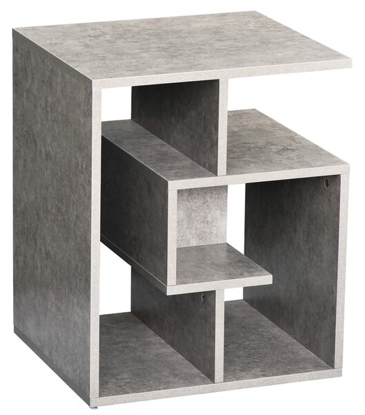 HOMCOM Side Table, 3 Tier End Table with Open Storage Shelves, Living Room Coffee Table Organiser Unit, Cement Colour Aosom UK