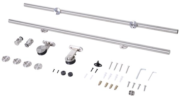 HOMCOM 35-45mm Track Stainless Steel Sliding Door Kit Silver