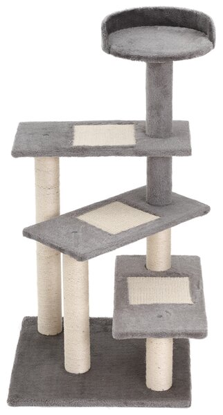 PawHut 100cm Cat Tree Uk Cat Tower Cat Tree for Large Cats, Solid Particle Board for Long Term Use, Beige & Grey Aosom UK