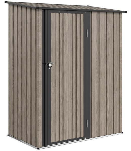 Outsunny 5x3 Garden Shed Metal Construction with Sloped Roof, Lockable Door, Perfect for Gardeners & DIY Enthusiasts, Light Grey Aosom UK