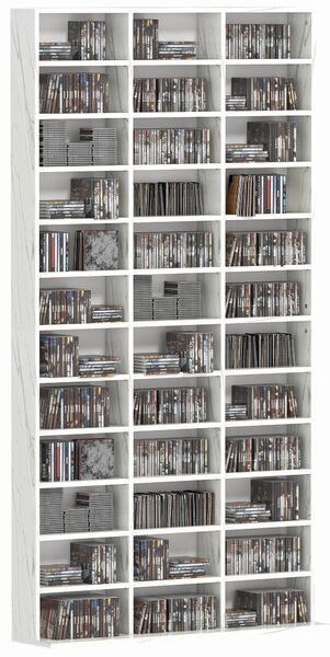 HOMCOM CD Storage Unit with Adjustable Shelves, 102 x 195 cm, Marble Effect