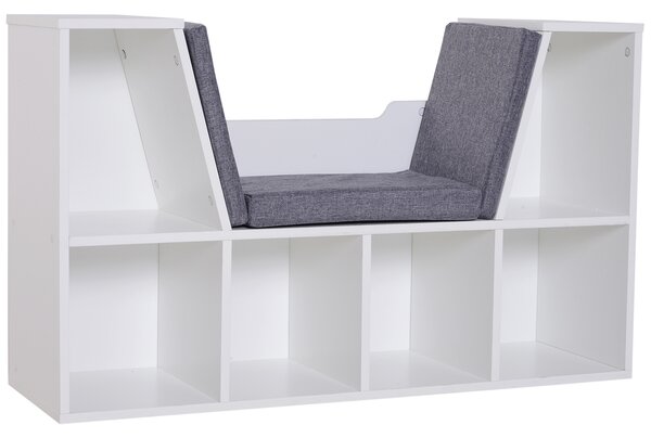 HOMCOM Cosy Reading Nook: Cushioned Bookcase Seat, Storage Sideboard for Kids' Bedrooms & Lounges, Pristine White Aosom UK