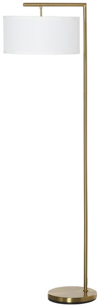 HOMCOM Floor Lights with Linen Lampshade, Round Base, Modern Floor Standing Lamp for Living Room, Bedroom, Dining Room, Gold and White Aosom UK