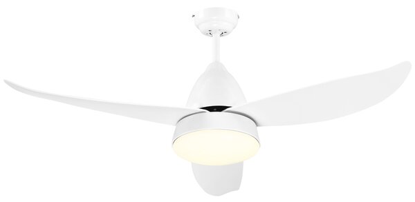 HOMCOM Reversible Ceiling Fan with Light, 3 Blades Modern Mount White LED Lighting Fan w/ Remote Controller, for Living Room, White Aosom UK