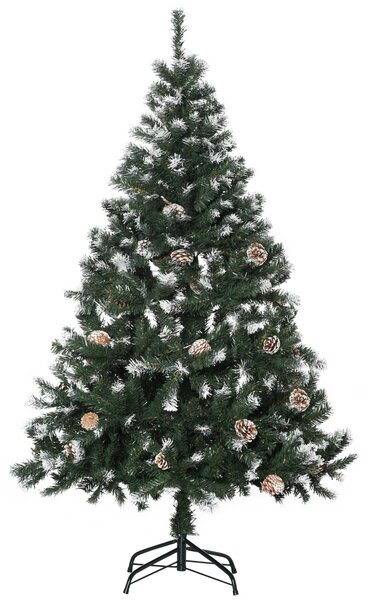 HOMCOM 5FT Artificial Christmas Tree with Pine Cones, Holiday Home Xmas Decoration Automatic Open, Green Aosom UK