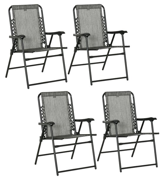 Outsunny Portable Loungers: Folding Outdoor Chairs with Armrests, Steel Frames, Greyish Tones, Set Aosom UK