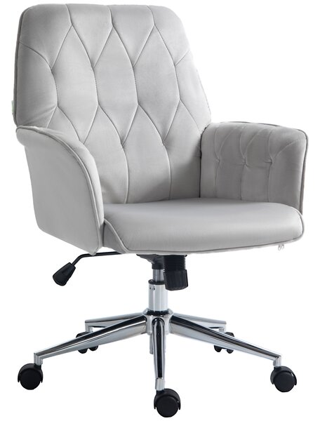 Vinsetto Linen Computer Desk Chair with Armrest, Modern Swivel Chair with Adjustable Height, Home Office Chair, Light Grey Aosom UK