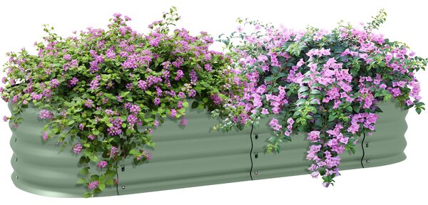 Outsunny Galvanised Raised Garden Bed, Metal Planter Box with Safety Edging, for Flowers, Herbs, Succulents, Green Aosom UK
