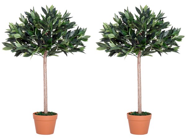 Outsunny 3ft Artificial Olive Tree Indoor Plant Greenery for Home Office Potted in An Orange Pot Set of 2 Aosom UK