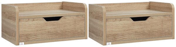 HOMCOM Floating Bedside Cabinet with Drawer, Wall Mounted Nightstands, Modern Bedside Table with Storage for Bedroom