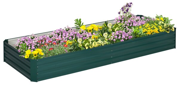 Outsunny Metal Raised Garden Bed Planter Box Outdoor Planters for Growing Flowers, Herbs, Green, 241x90.5x30cm