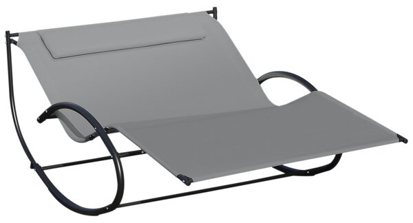 Outsunny Hanging Double Chair, Swing Rock Seat for Outdoor Patio, Garden Sun Lounger, Grey