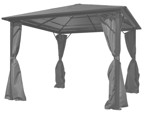 Gazebo with Curtain Anthracite Aluminium 300x300 cm