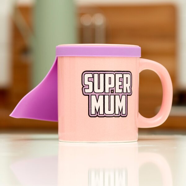 Super Mum Ceramic Mug with Cape Pink