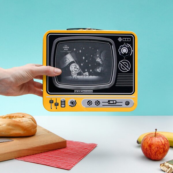 Space Yellow TV Metal Lunch Box Yellow