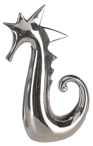 Moline Ceramics Seahorse Sculpture In Silver Shiny