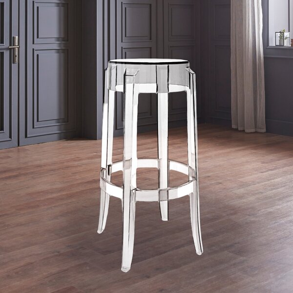 Fusion Living Ghost Style Bar Height Bar Stool Clear