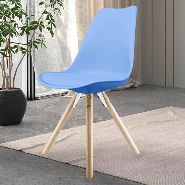 Fusion Living Soho Plastic Dining Chair with Pyramid Legs Light Blue