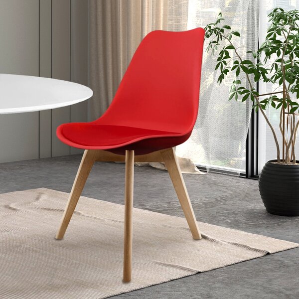 Fusion Living Soho Plastic Dining Chair with Squared Legs Red