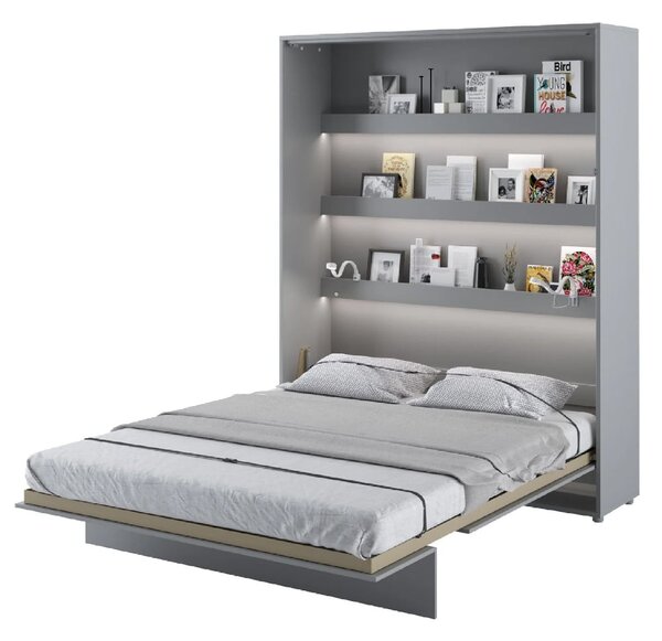 Vashon Vertical Wall Wooden King Size Bed In Matt Grey