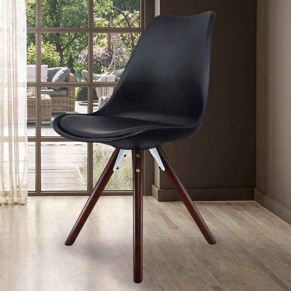 Fusion Living Soho Plastic Dining Chair with Pyramid Legs Black