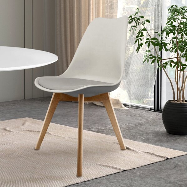 Fusion Living Soho Plastic Dining Chair with Squared Legs Light Grey