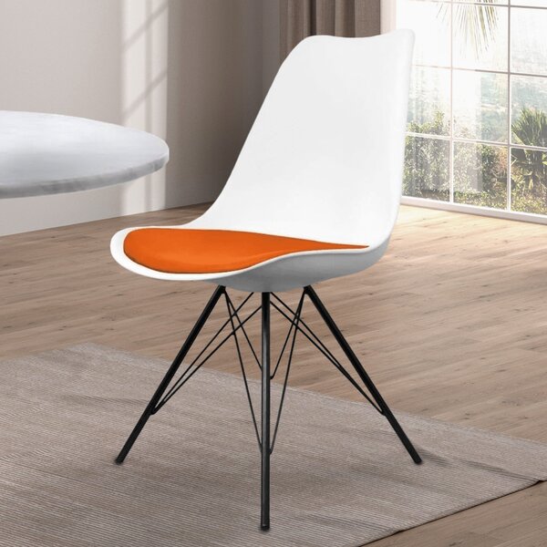 Fusion Living Soho White Plastic Dining Chair Orange