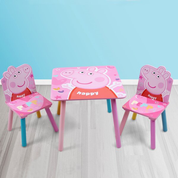 Peppa Pig Wooden Table and 2 Chairs Set Pink