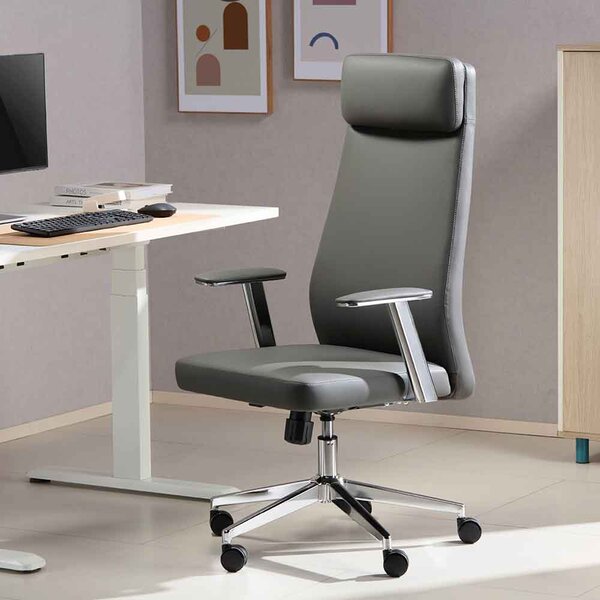 Odenton Faux Leather High-backed Executive Home And Office Chair - Grey