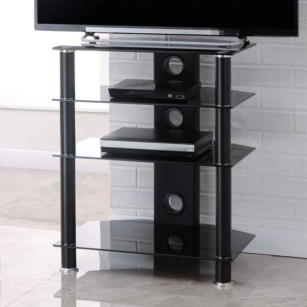 Arvada Metal Hifi TV Stand With 3 Glass Shelves - Black